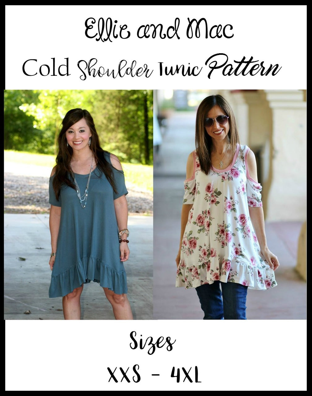 Teen / Women's Cold Shoulder Tunic Pattern - Ellie and Mac, Digital (PDF) Sewing Patterns | USA, Canada, UK, Australia