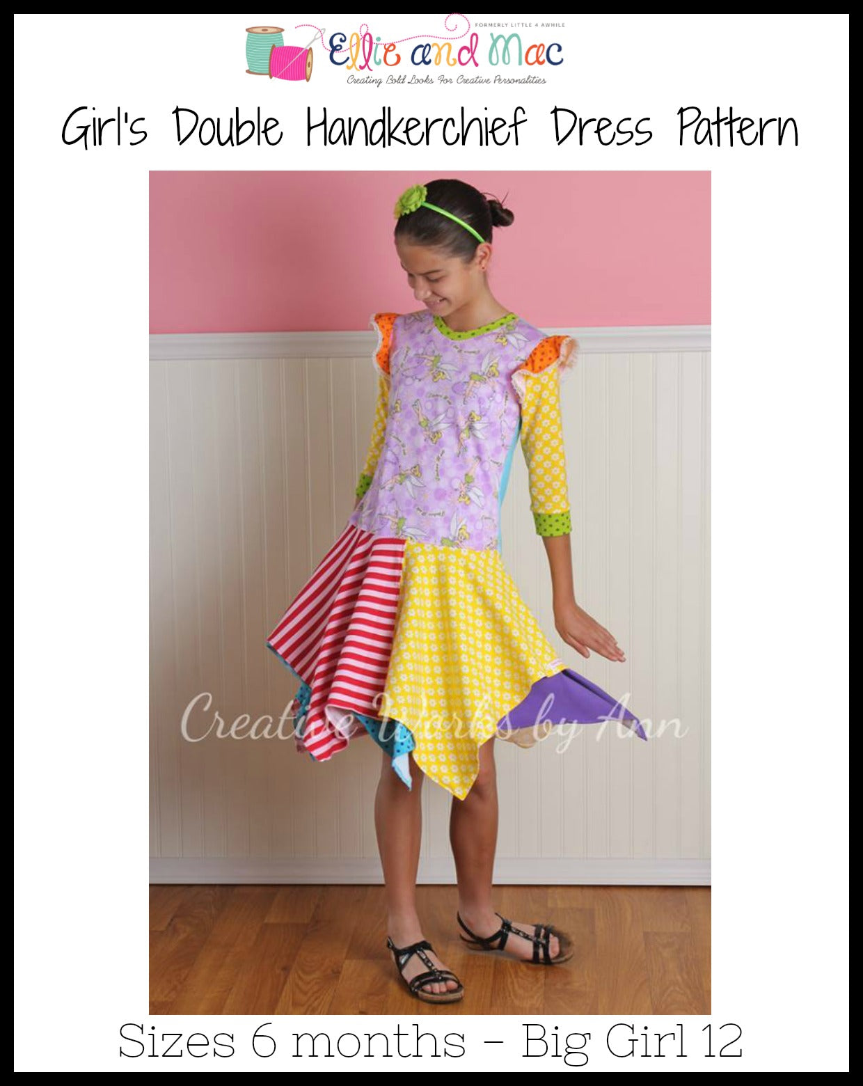 Girls Double Handkerchief Twirl Dress Pattern - Ellie and Mac, Digital (PDF) Sewing Patterns | USA, Canada, UK, Australia