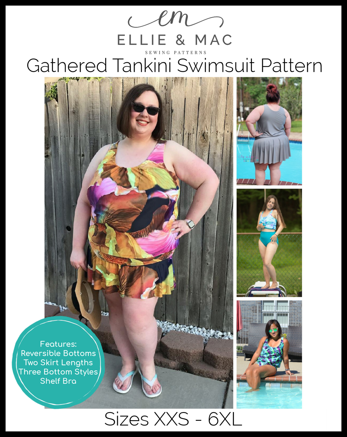 Gathered Tankini Swimsuit Mix & Match Pattern