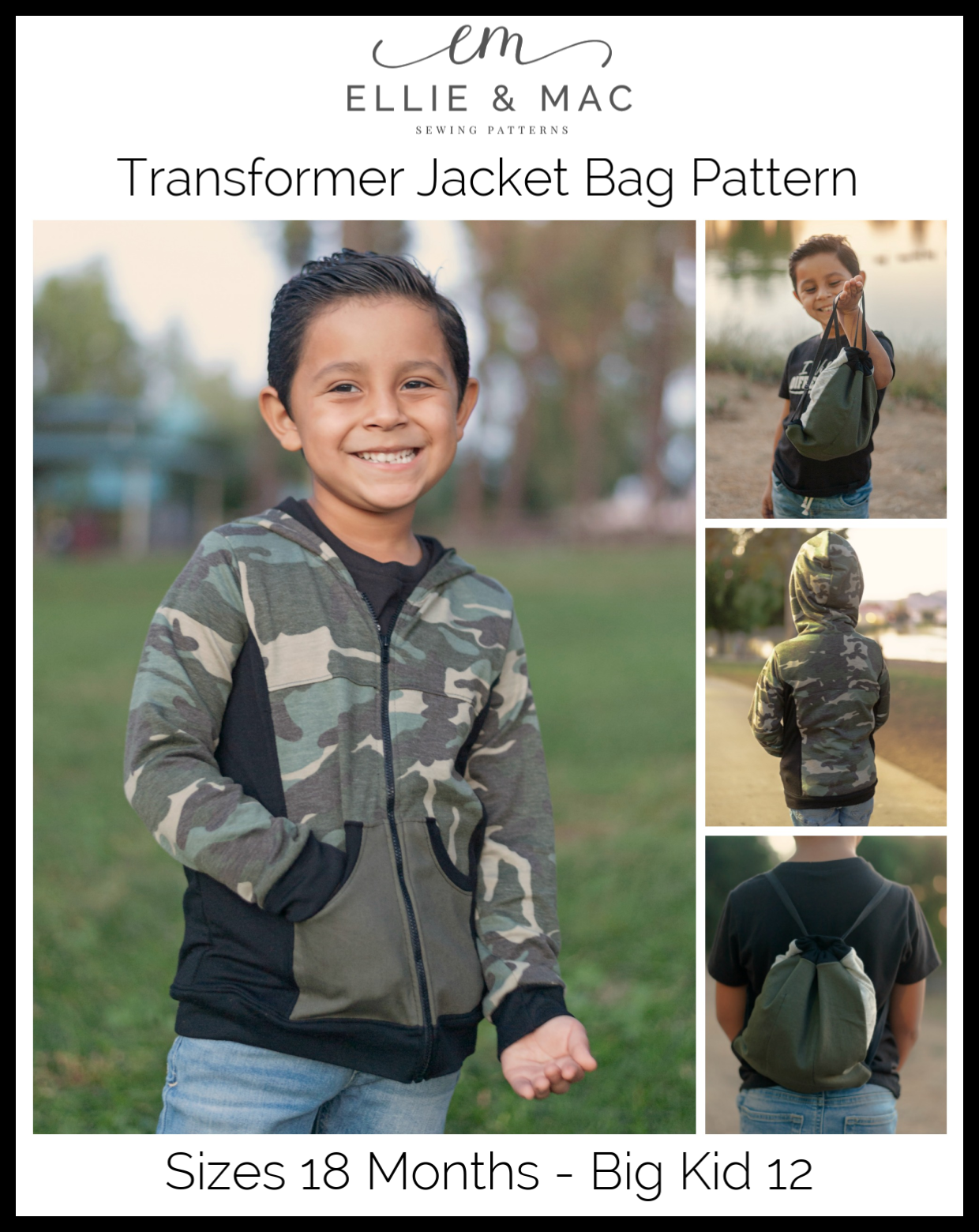 Kids Transformer Jacket Bag Pattern