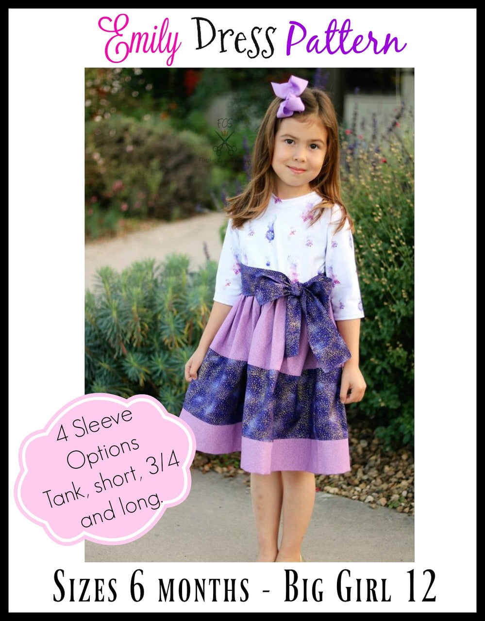 Girl's Emily Dress Pattern - Ellie and Mac, Digital (PDF) Sewing Patterns | USA, Canada, UK, Australia