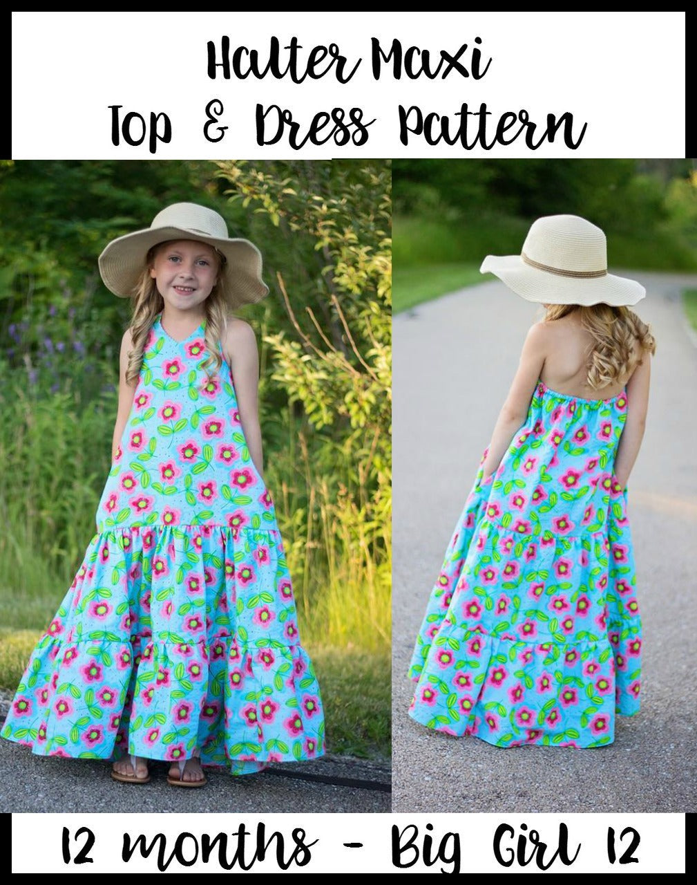 Girl's Halter Maxi Top & Dress Pattern - Ellie and Mac, Digital (PDF) Sewing Patterns | USA, Canada, UK, Australia