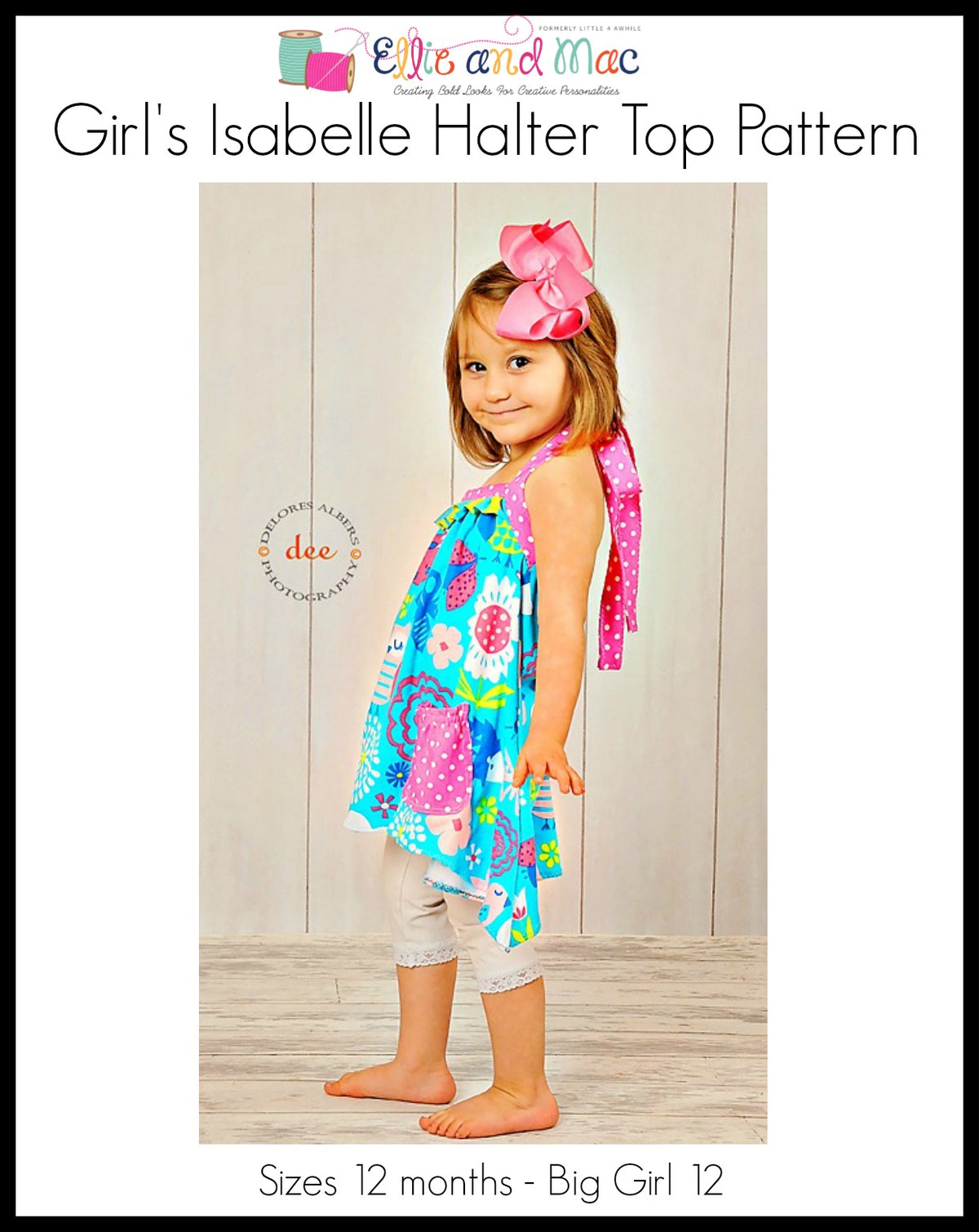 Girls Isabelle Halter Top Pattern - Ellie and Mac, Digital (PDF) Sewing Patterns | USA, Canada, UK, Australia