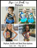 Girl's Live Out Loud One Shoulder Top Pattern - Ellie and Mac, Digital (PDF) Sewing Patterns | USA, Canada, UK, Australia