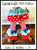 Girls Lizzy Ruffled Pants Pattern - Ellie and Mac, Digital (PDF) Sewing Patterns | USA, Canada, UK, Australia