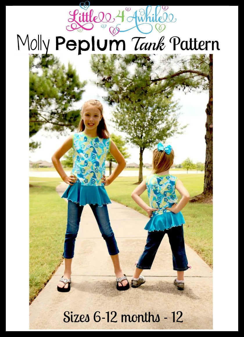 Girls Molly Peplum Top Pattern - Clearance Sale