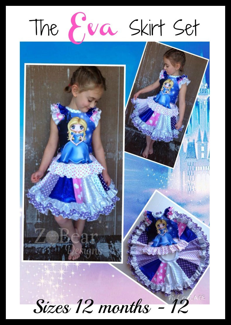 Girls Eva Skirt Set Pattern - Ellie and Mac, Digital (PDF) Sewing Patterns | USA, Canada, UK, Australia