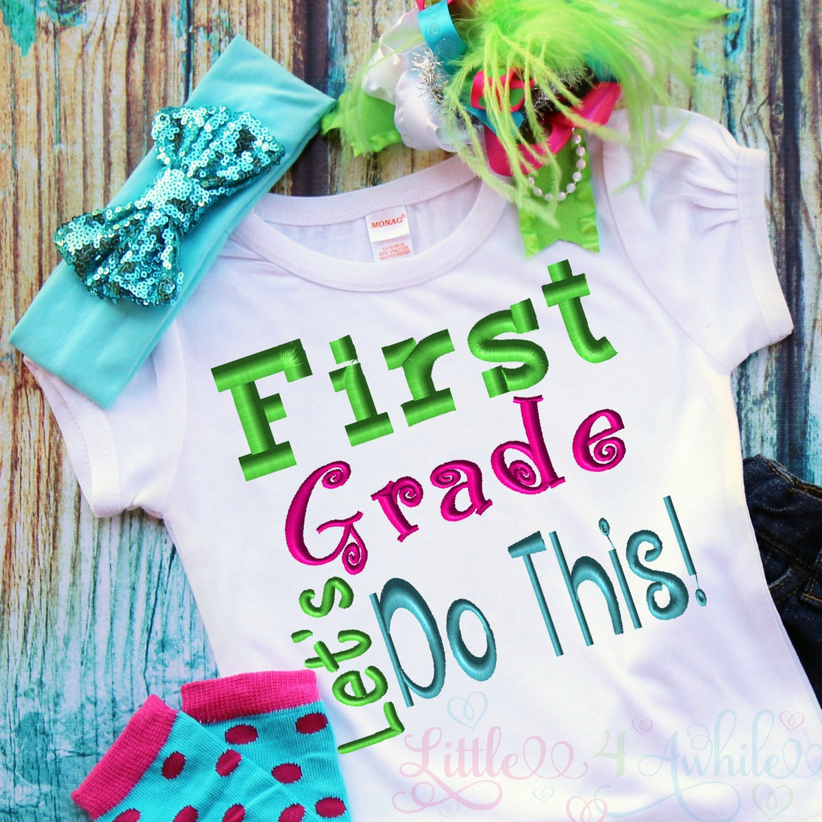 First Grade Let's Do This Saying Embroidery Design - Ellie and Mac, Digital (PDF) Sewing Patterns | USA, Canada, UK, Australia