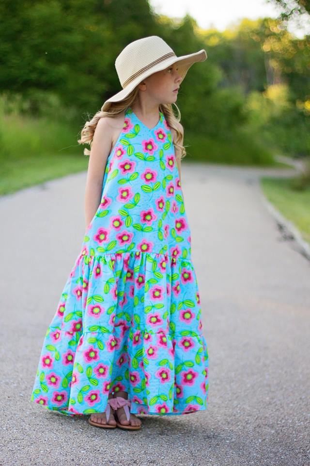 Girl's Halter Maxi Top & Dress Pattern - Ellie and Mac, Digital (PDF) Sewing Patterns | USA, Canada, UK, Australia