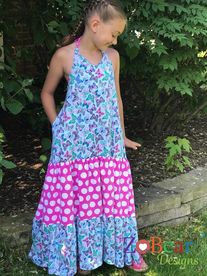 Girl's Halter Maxi Top & Dress Pattern - Ellie and Mac, Digital (PDF) Sewing Patterns | USA, Canada, UK, Australia