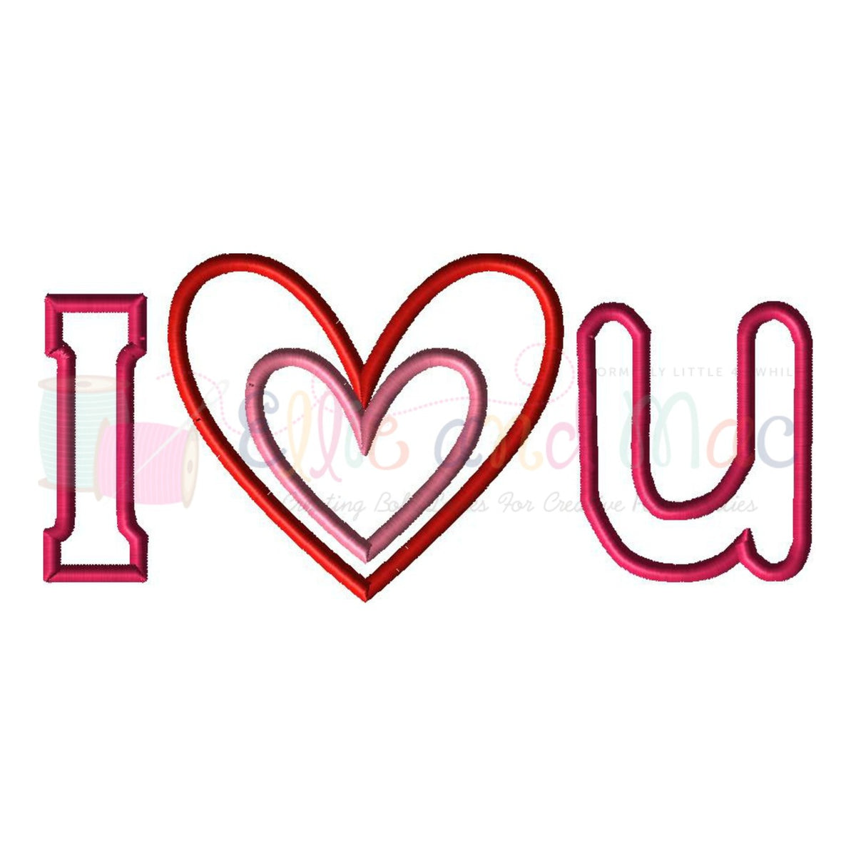 I Heart U Valentine Applique Design