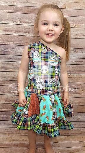 Girl's Island Hopper One Shoulder Dress Pattern - Ellie and Mac, Digital (PDF) Sewing Patterns | USA, Canada, UK, Australia
