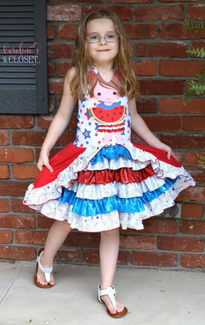 Girls Kaitlynn Ruffled Halter Dress Pattern - Ellie and Mac, Digital (PDF) Sewing Patterns | USA, Canada, UK, Australia