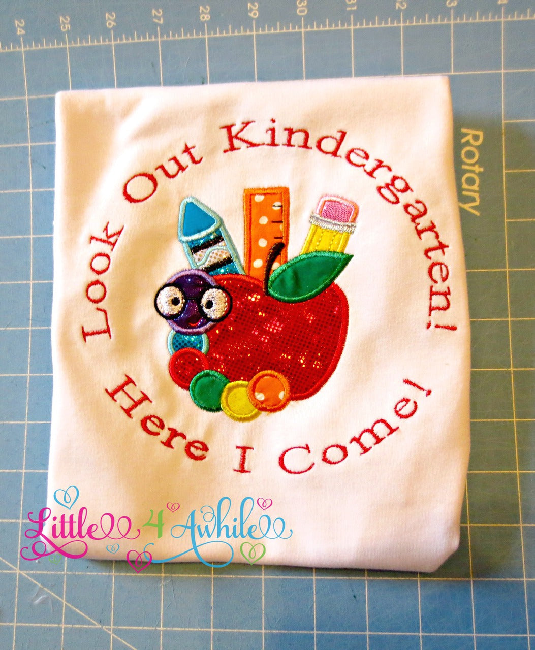 Kindergarten Here I Come Applique Embroidery Design