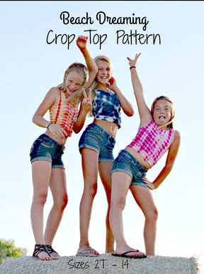 Girls Beach Dreaming Crop Top Pattern - Ellie and Mac, Digital (PDF) Sewing Patterns | USA, Canada, UK, Australia