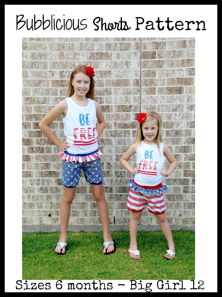 Girls Bubblicious Shorts Pattern - Ellie and Mac, Digital (PDF) Sewing Patterns | USA, Canada, UK, Australia