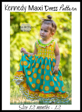Girls Kennedy Maxi Dress Pattern - Ellie and Mac, Digital (PDF) Sewing Patterns | USA, Canada, UK, Australia