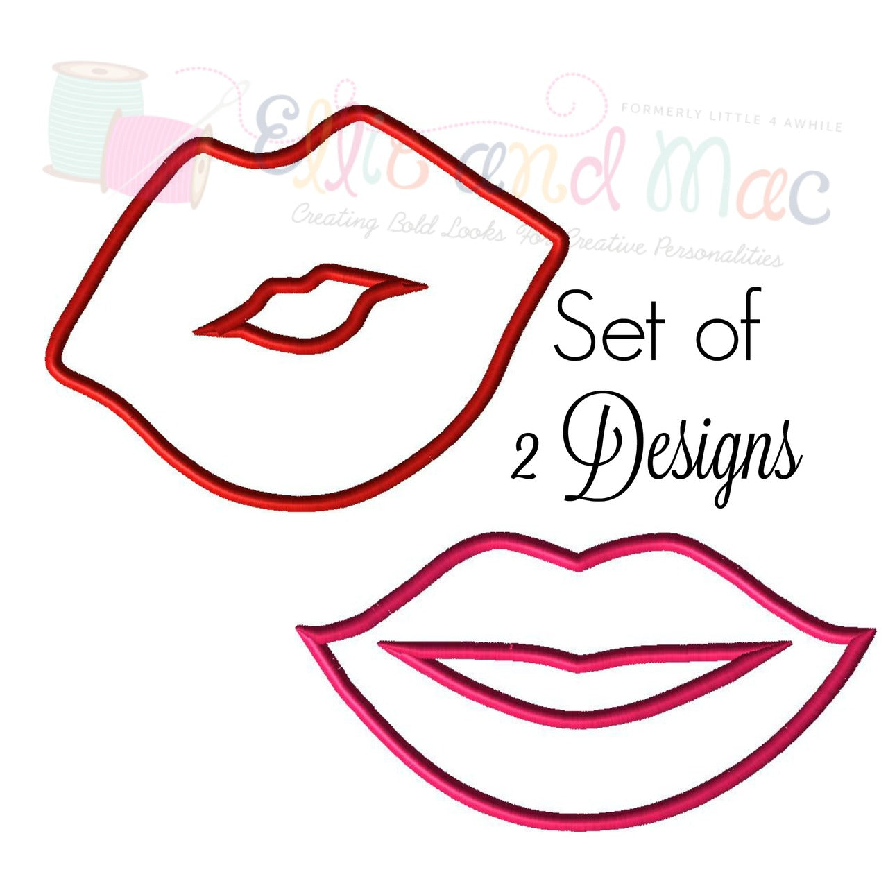 Lips Valentine Embroidery Design Set