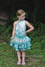 Girl's Live Out Loud One Shoulder Top Pattern - Ellie and Mac, Digital (PDF) Sewing Patterns | USA, Canada, UK, Australia