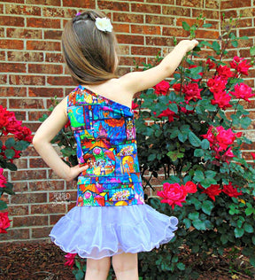 Girl's Live Out Loud One Shoulder Top Pattern - Ellie and Mac, Digital (PDF) Sewing Patterns | USA, Canada, UK, Australia