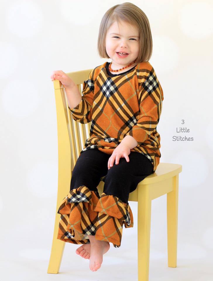 Girls Lizzy Ruffled Pants Pattern - Ellie and Mac, Digital (PDF) Sewing Patterns | USA, Canada, UK, Australia