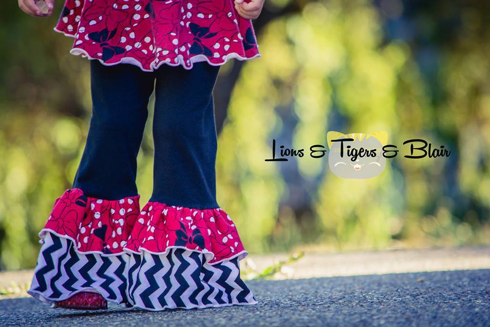 Girls Lizzy Ruffled Pants Pattern - Ellie and Mac, Digital (PDF) Sewing Patterns | USA, Canada, UK, Australia