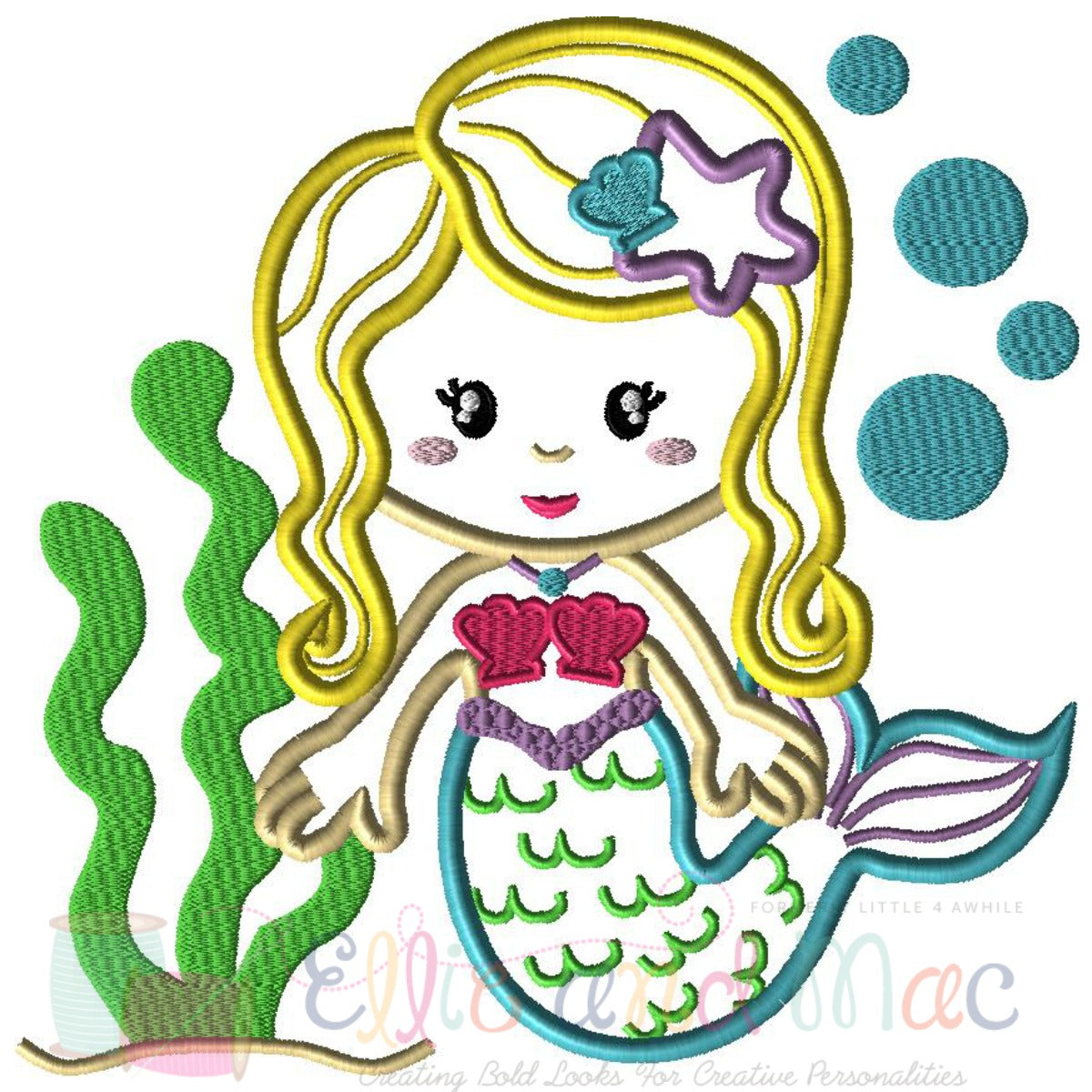Mermaid Ocean Scene Applique Embroidery Design