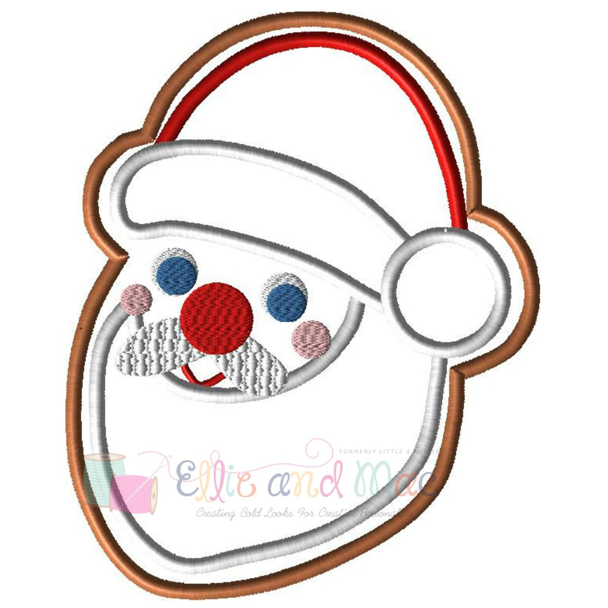 Christmas Santa Cookie Applique Design - Ellie and Mac, Digital (PDF) Sewing Patterns | USA, Canada, UK, Australia