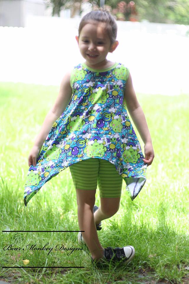 Girl's Shark Bite Top Pattern - Ellie and Mac, Digital (PDF) Sewing Patterns | USA, Canada, UK, Australia