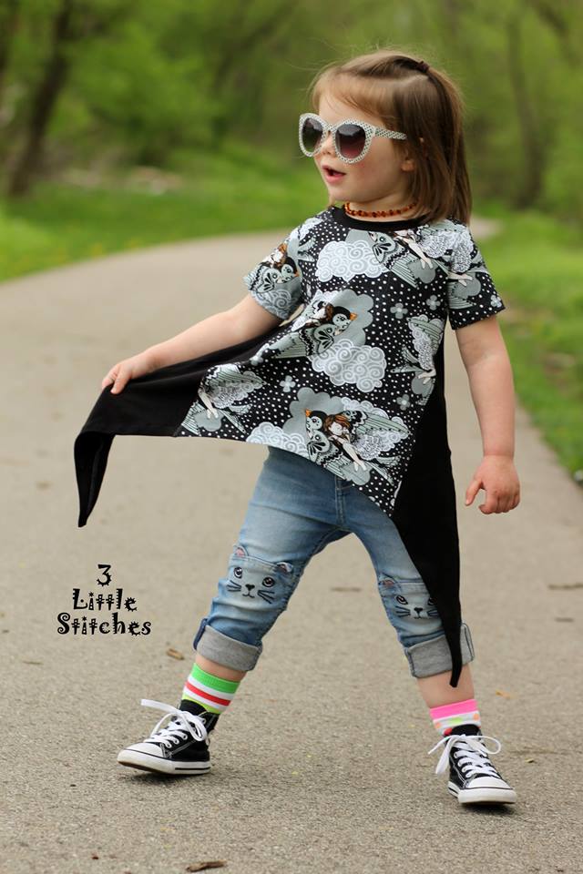 Girl's Shark Bite Top Pattern - Ellie and Mac, Digital (PDF) Sewing Patterns | USA, Canada, UK, Australia