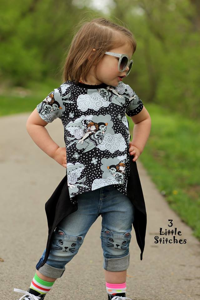 Girl's Shark Bite Top Pattern - Ellie and Mac, Digital (PDF) Sewing Patterns | USA, Canada, UK, Australia
