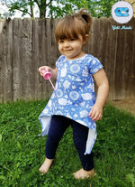 Girl's Shark Bite Top Pattern - Ellie and Mac, Digital (PDF) Sewing Patterns | USA, Canada, UK, Australia