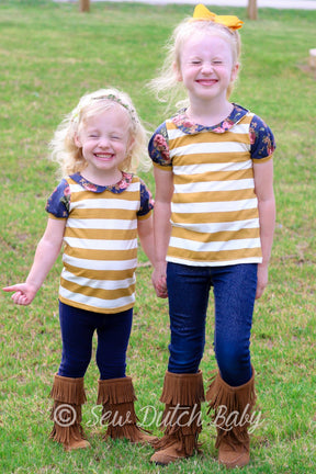 Sitting Pretty Collar Top Pattern - Ellie and Mac, Digital (PDF) Sewing Patterns | USA, Canada, UK, Australia