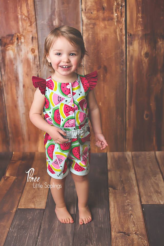 Girl's Strawberry Kisses Romper Pattern - Ellie and Mac, Digital (PDF) Sewing Patterns | USA, Canada, UK, Australia