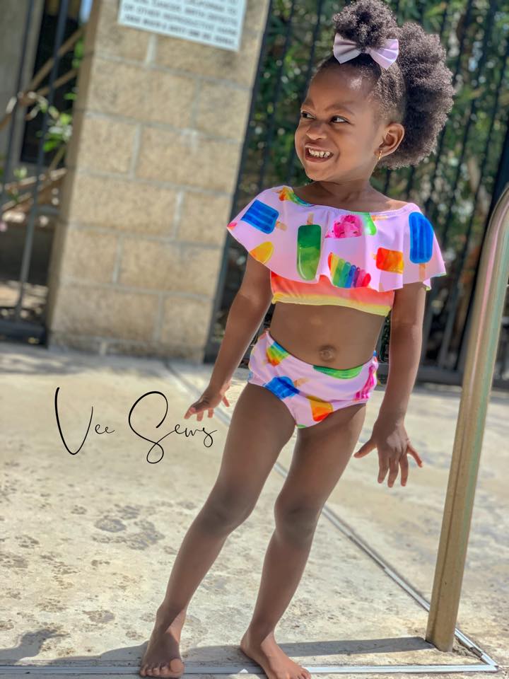 Kids Waterfall Swimsuit Mix & Match Pattern