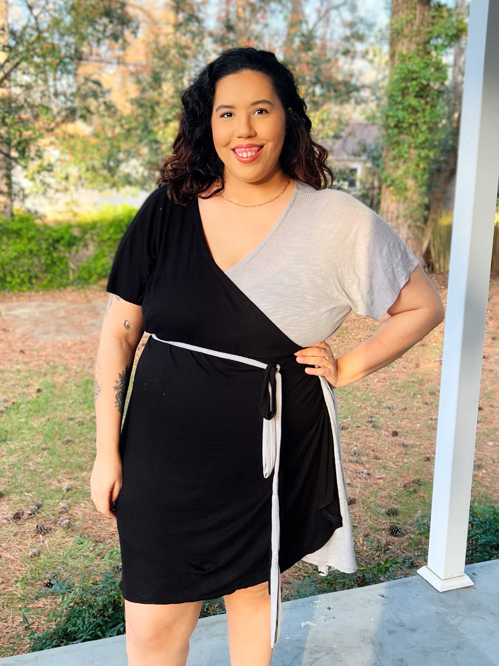 Judith black discount wrap dress