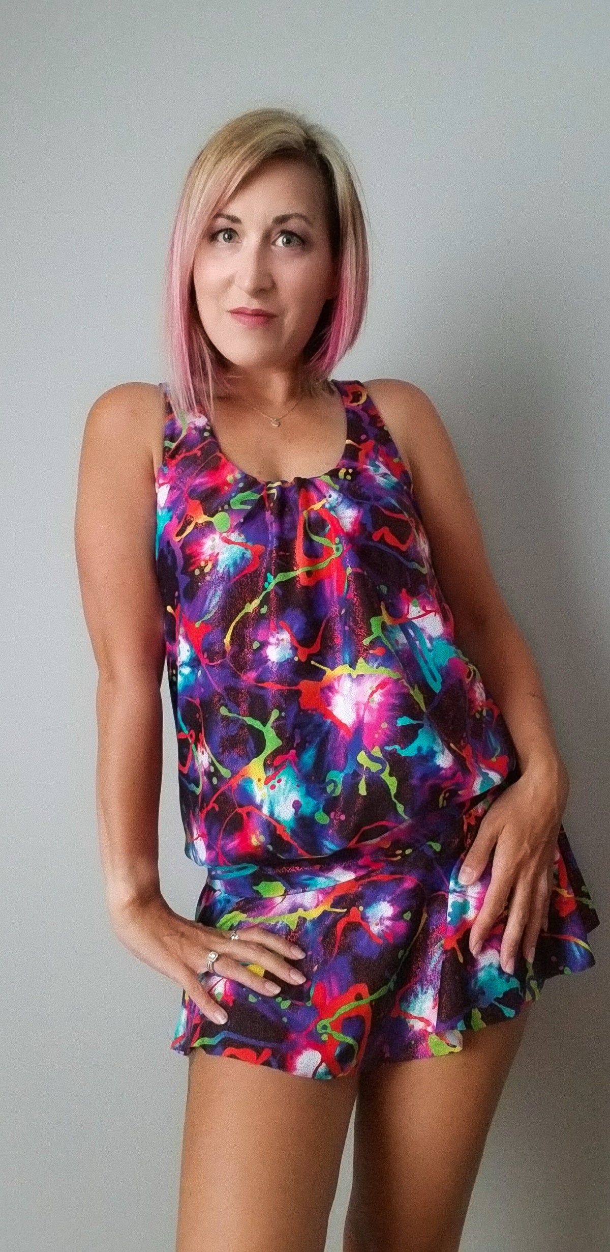 Tankini Pattern Gathered Tankini Swimsuit Mix & Match Pattern