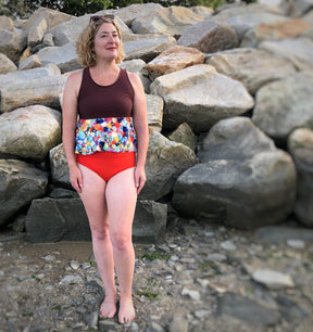 Colorblock Zip Swimsuit Mix & Match Pattern