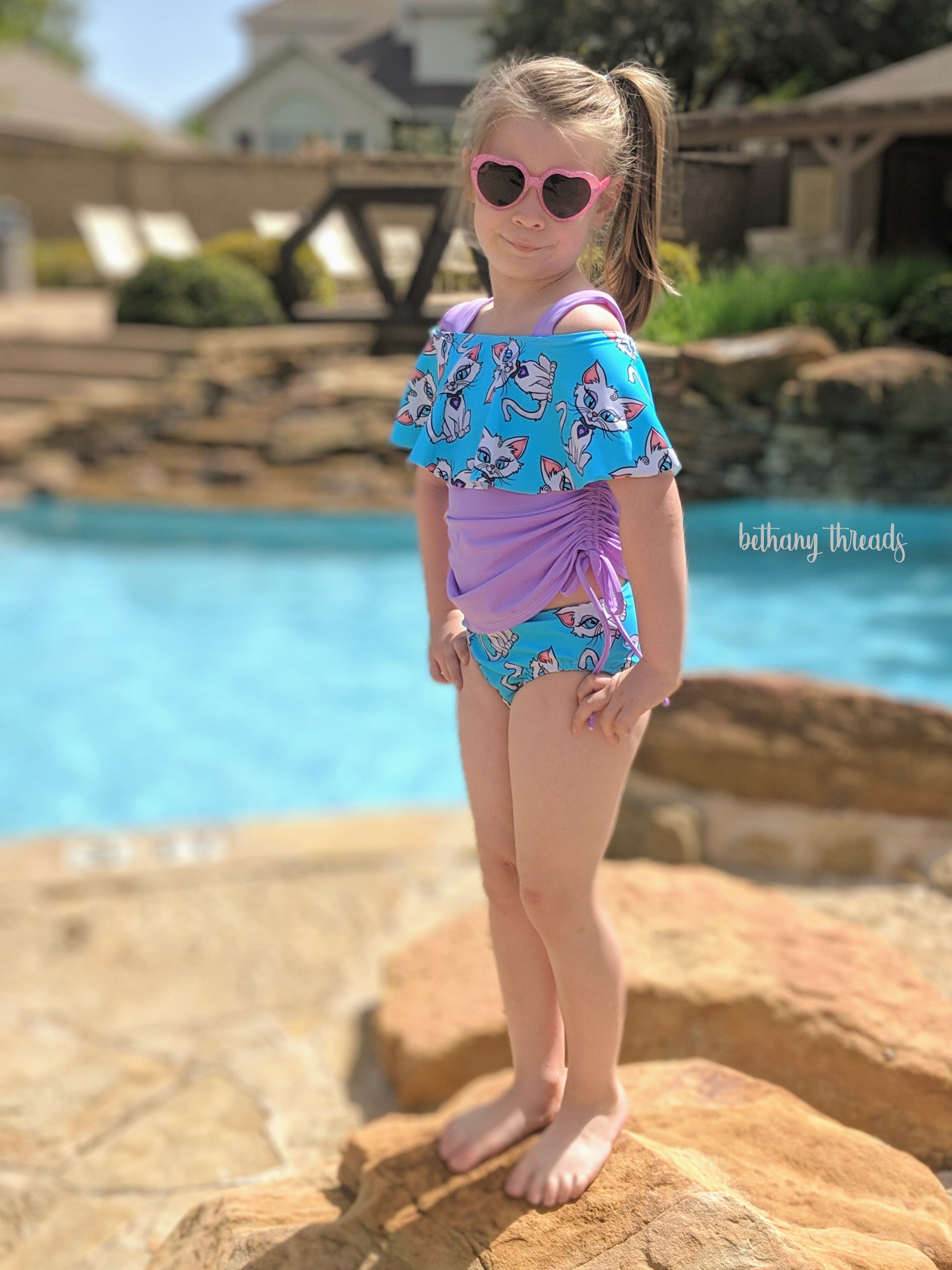 Kids Waterfall Swimsuit Mix & Match Pattern