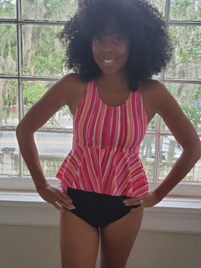 Colorblock Zip Swimsuit Mix & Match Pattern