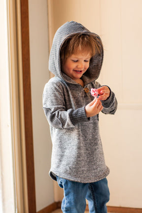 Kid's Simple Patch Sleeve Hoodie