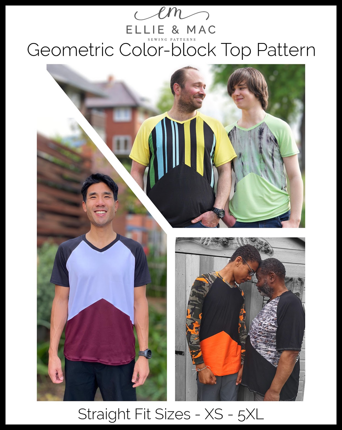 Geometric Color-Block Raglan Pattern (Straight Fit)