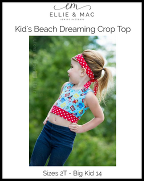 Kids Beach Dreaming Crop Top Pattern - Clearance Sale