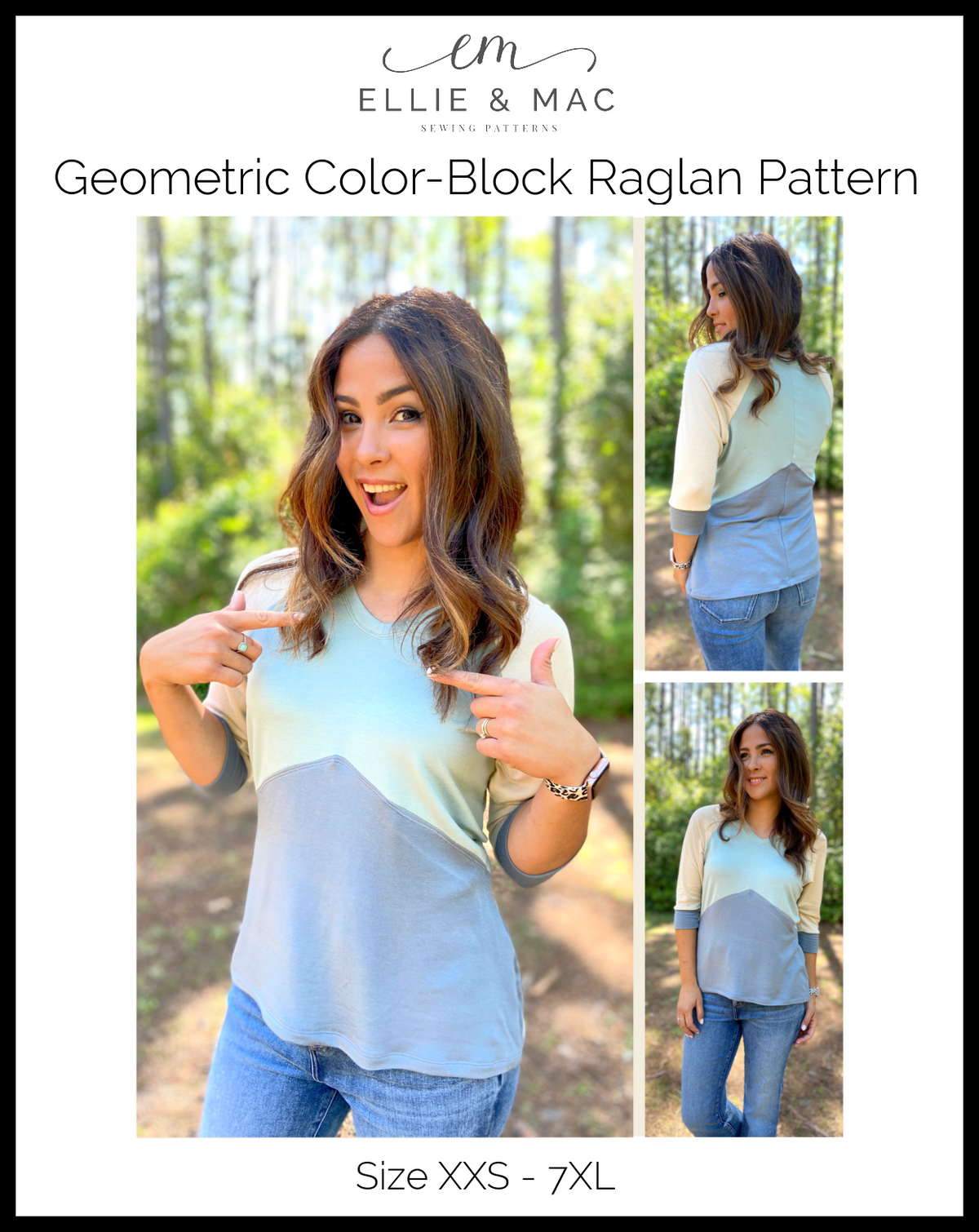 Geometric Color-Block Raglan Pattern (Curvy Fit)
