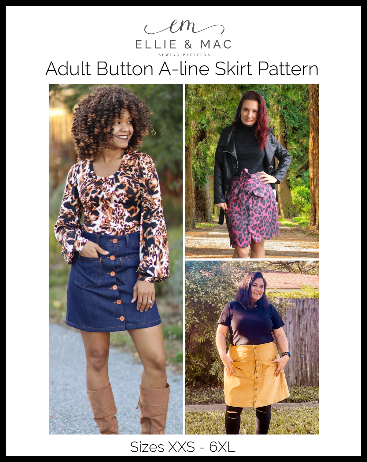 Adult Button A-line Skirt Pattern
