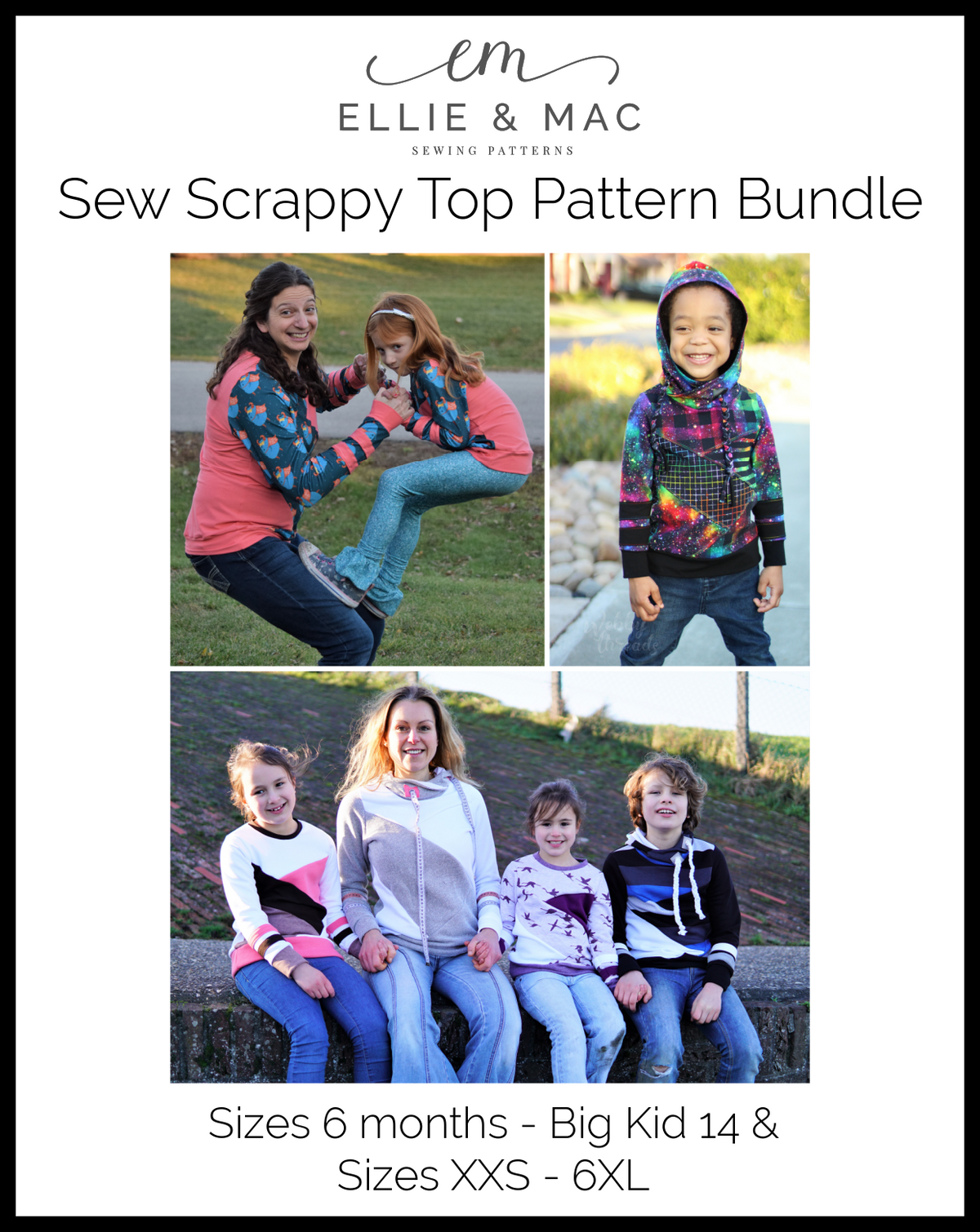 Adult & Kids Sew Scrappy Top Pattern Bundle