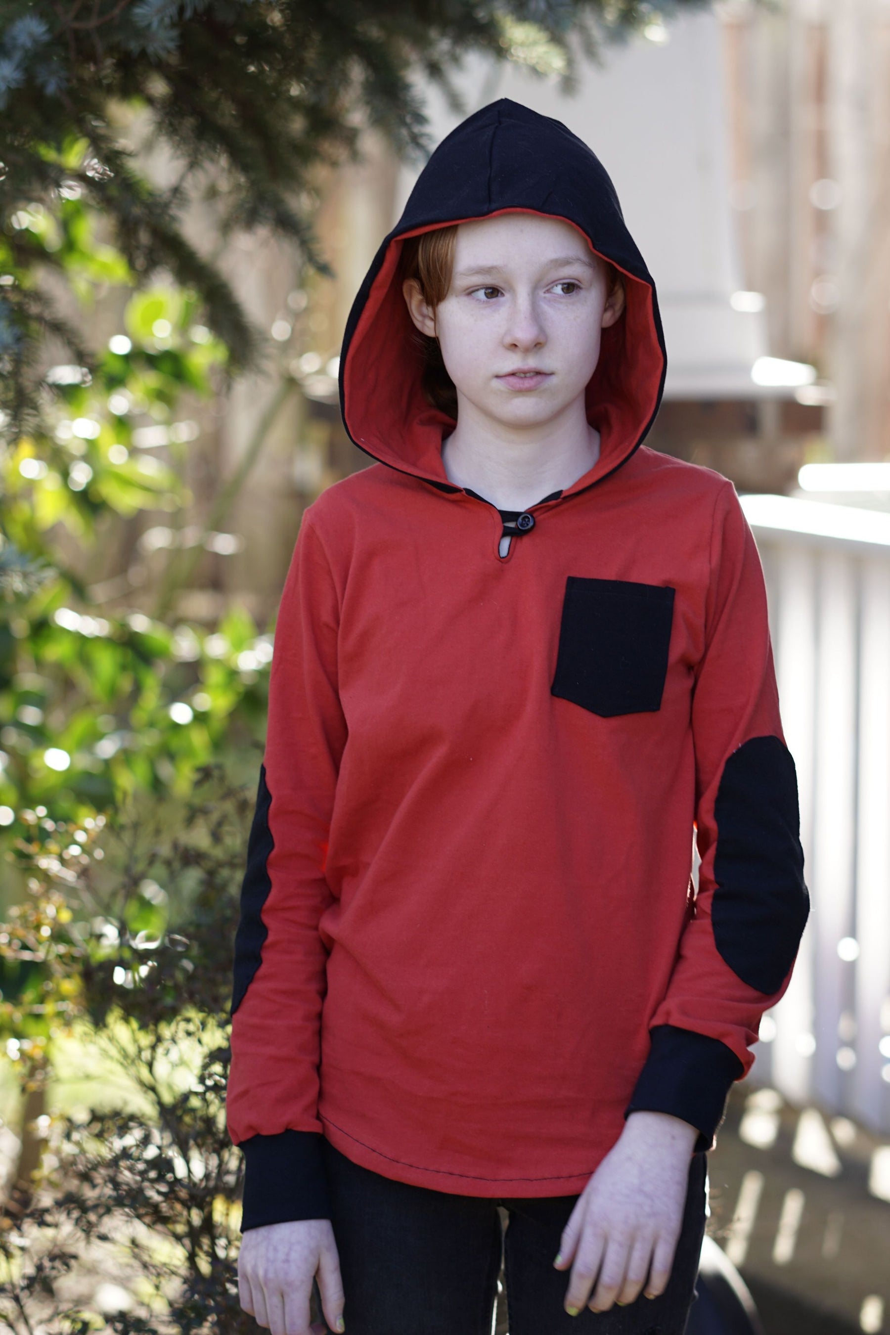 Kid's Simple Patch Sleeve Hoodie