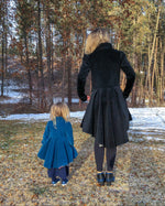 Woven jacket peacoat pattern with hi-low hemline. Dress coat sewing pattern.