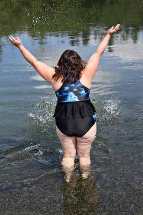 Colorblock Zip Swimsuit Mix & Match Pattern