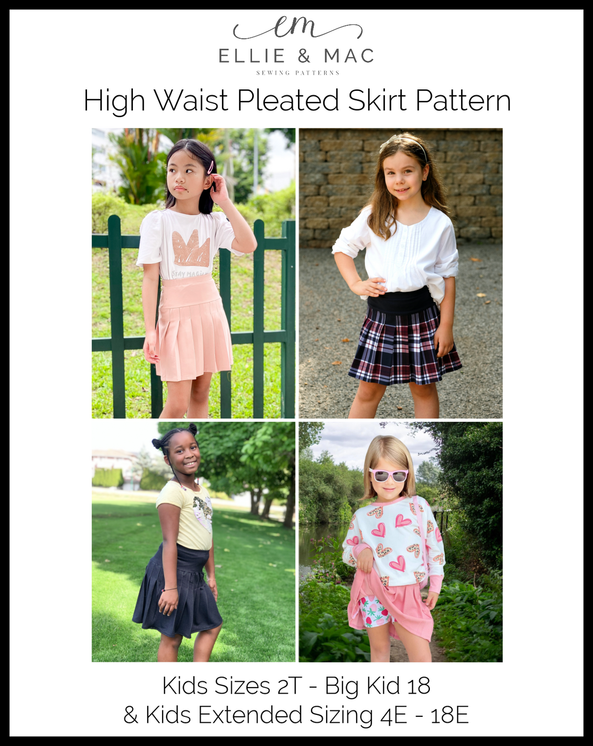 Kids High Waisted Skirt Pattern